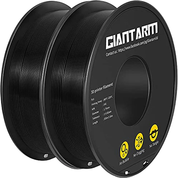 GIANTARM PLA Filament 1.75mm, 2kg Spule in Schwarz, präzise Durchmessertoleranz – Bild 1