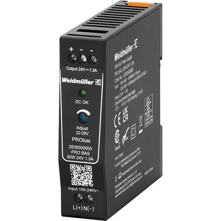 Weidmüller PRObas 24V DC Netzteil, 30W 1.3A mit hohem Sicherheitsstandard und kompaktem Design