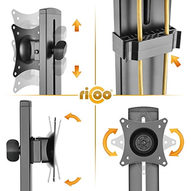 RICOO Monitor Halterung Tisch, VESA Tischhalterung für 17-27 Zoll, Monitorhalterung 1 Monitor Arm TS2011, Bildschirmhalterung Neigbar Schwenkbar Monitorarm Bildschirm Halterung Halter Monitorhalter – Bild 3