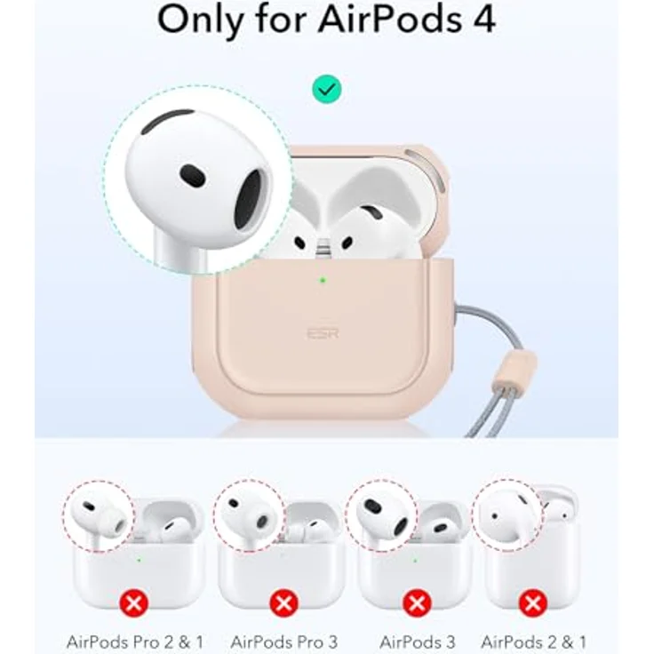 ESR Orbit Hybrid Hülle für AirPods 4 (2024), USB-C, Wüstentitan, kabelloses Laden, mit Handschlaufe und magnetischem Deckel – Bild 2