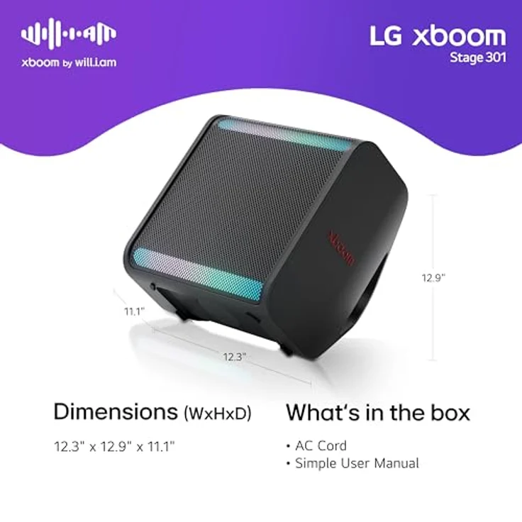 LG XBOOM Stage 301, Tragbarer Bluetooth Lautsprecher mit 120 W RMS, 12 Stunden Akkulaufzeit und AI Sound-Technologie, Schwarz – Bild 7