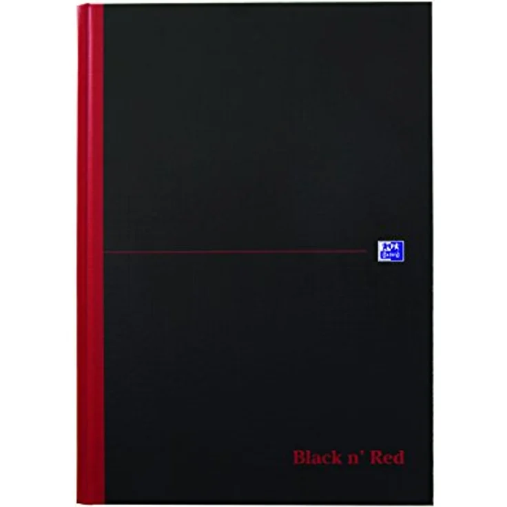OXFORD Notizbuch Black n' Red 400047607, A4 kariert, 90g, 96 Blätter, schwarz/rot – Bild 1