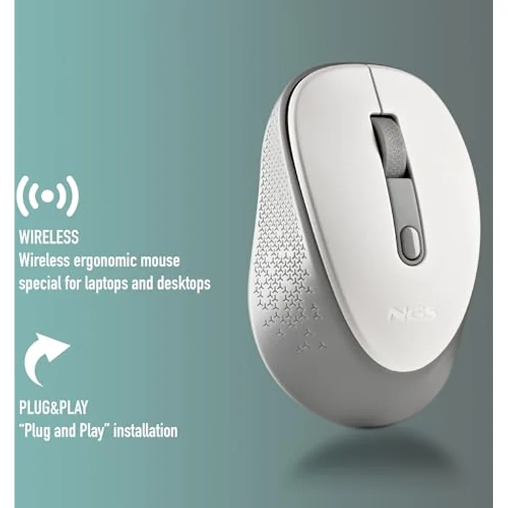 NGS Dewwhite Wireless Mouse, kabellose Maus in Weiß – Bild 2