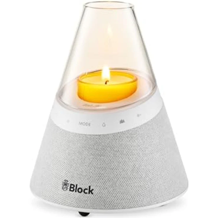 Block Molly Bluetooth Lautsprecher - 360° Sound mit 2x7W, Water/Natur Sound & White Noise, bis 10h Akku, Auto-Off Timer, Twin-Funktion, Touch Bedienung (Weiß) – Bild 2