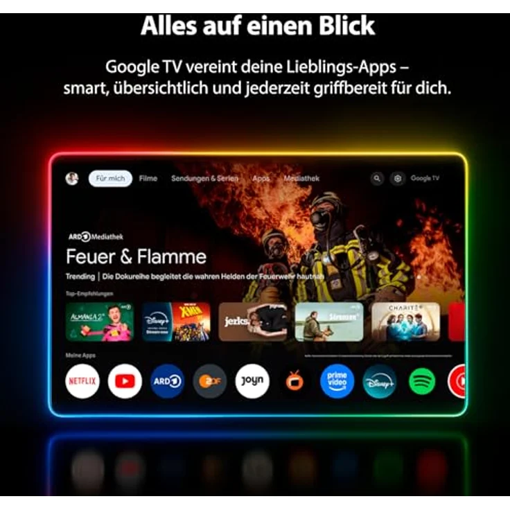 DYON nexGo 43F, 43 Zoll (108 cm) Full HD Smart TV mit Google TV, Sprachsteuerung, Chromecast, Triple Tuner, Netflix, Prime Video & YouTube [Modell 2025] – Bild 3