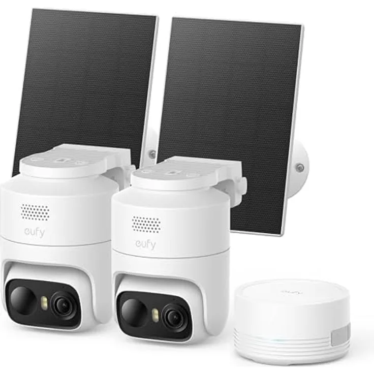 Anker eufy Überwachungskamera C37, kabellose 2K Outdoor-Kamera mit 360° KI-Tracking, 2er Set
