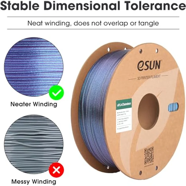 eSUN Chameleon PLA Filament 1.75mm, Glitter, Farbverlaufsänderung, Maßgenauigkeit +/- 0.05mm, 1KG Spule, Nebula Lila – Bild 2