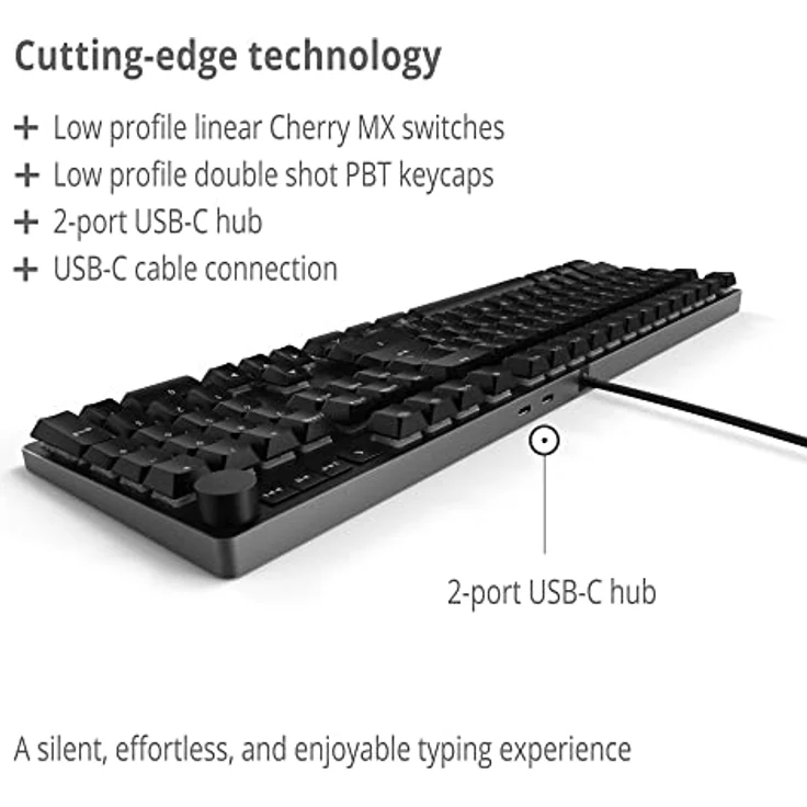 Das Keyboard MacTigr kabelgebundene mechanische Tastatur - Niedrigprofil Schalter, für Apple Nutzer, Integrierter 2-Port-USB-C-Hub (DE Layout) – Bild 2