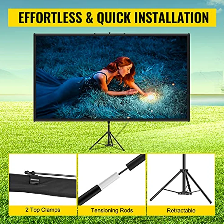 VEVOR 16:9 Beamer Leinwand Stativ 4K HD Rolloleinwand 160 Grad Betrachtungswinkel Projektionsleinwand 244x137cm Präsentationswand 279,4cm Diagonale Stativleinwand für Heimkino Tagungsraum Hochzeiten – Bild 5