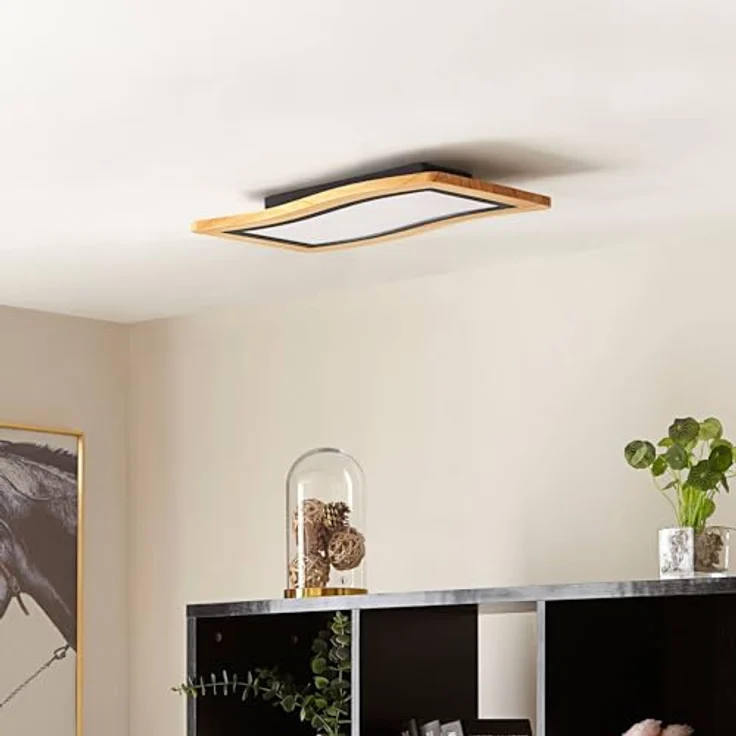 Lucande LED Deckenlampe dimmbar über Wandschalter, Deckenleuchte Holz 17W LED, warmweiß 3000K, Wohnzimmerlampe, Deckenleuchte Esszimmer in Natural Style – Bild 3
