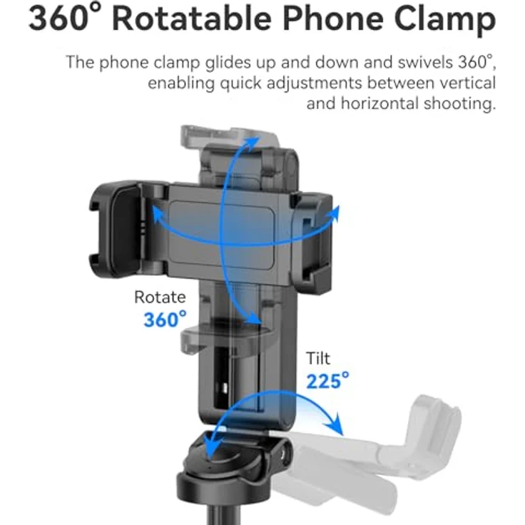 ULANZI JJ02 Pocket Selfie Stick Stativ mit Bluetooth-Fernbedienung, 360° drehbar, für Smartphones bis 9,5 cm Breite, kompakt und tragbar – Bild 5