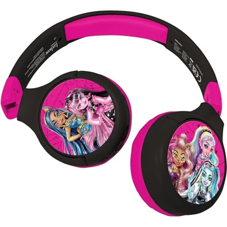 Lexibook Monster High HPBT010MH, 2-in-1 Bluetooth & kabelgebundene Kopfhörer mit Mikrofon, faltbar und verstellbar, rosa/schwarz, kinderfreundlicher Klang bis 85 dB – Bild 1