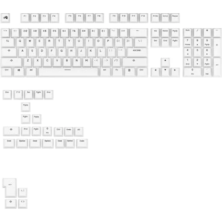 Glorious GPBT Basics Keycaps, ANSI Layout (US), PBT, Doubleshot - Classic White
