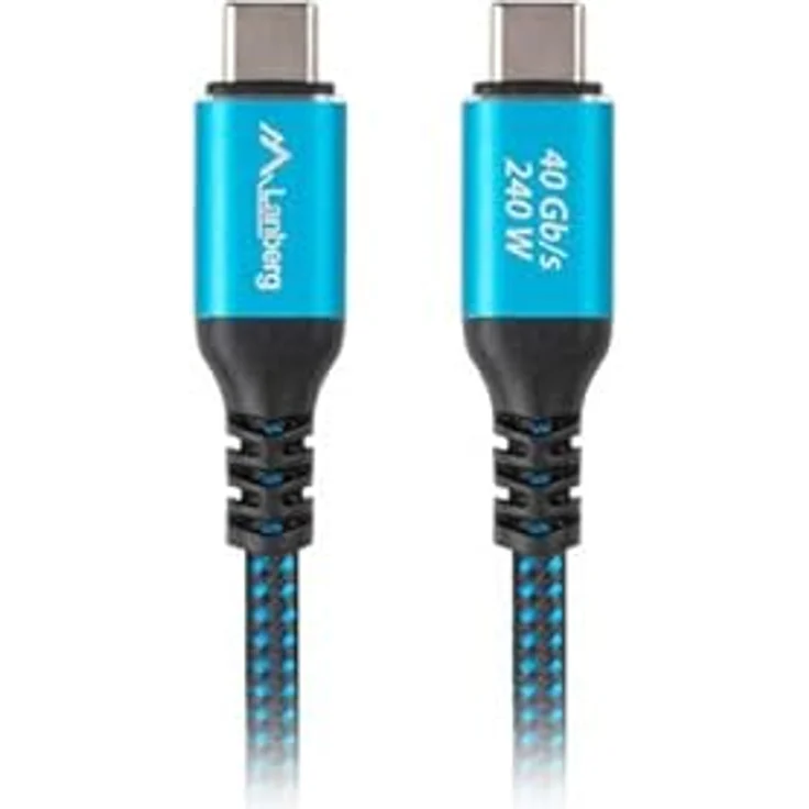 LANBERG USB-C M/M USB4 Kabel 0,5m, 240W, 8K@60Hz, schwarz/blau – Bild 2