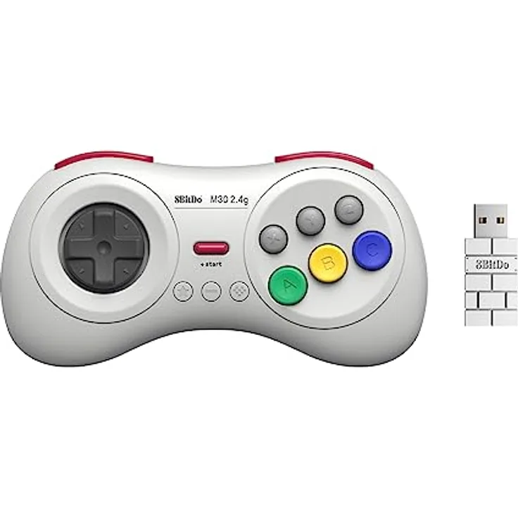 8bitdo M30 2.4G Wireless Gamepad for SEGA Mega Drive Mini and Switch with 6-Button, Retro-Controller in Schwarz