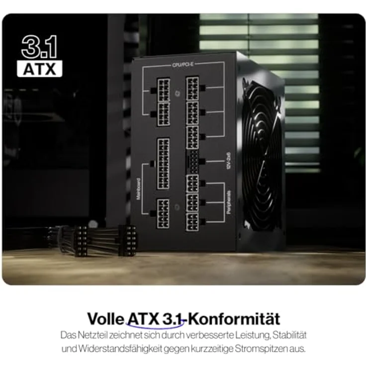ENDORFY Supremo FM6 Gold 850W, ATX 3.1 PC Netzteil, 80 Plus® Gold-Zertifizierung, Leiser Betrieb, 100% japanische Kondensatoren, Vollmodulares Kabelmanagement – Bild 2