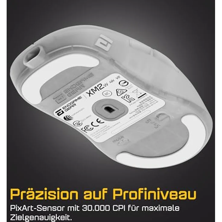 Endgame Gear XM2w 4k v2 Gaming-Maus, kabellos mit 4.000 Hz Polling-Rate und PixArt PAW3950 Sensor - White Frost – Bild 4