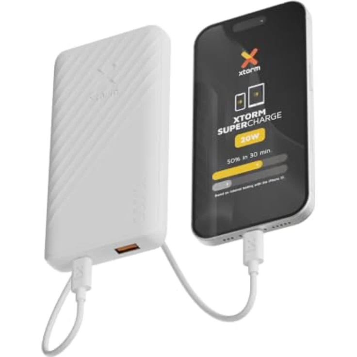 Xtorm Go2 Evolution Powerbank, 10.000mAh, 1x USB-A, 1x USB-C, Schnelllader für Samsung und iPhone, Ice White – Bild 6