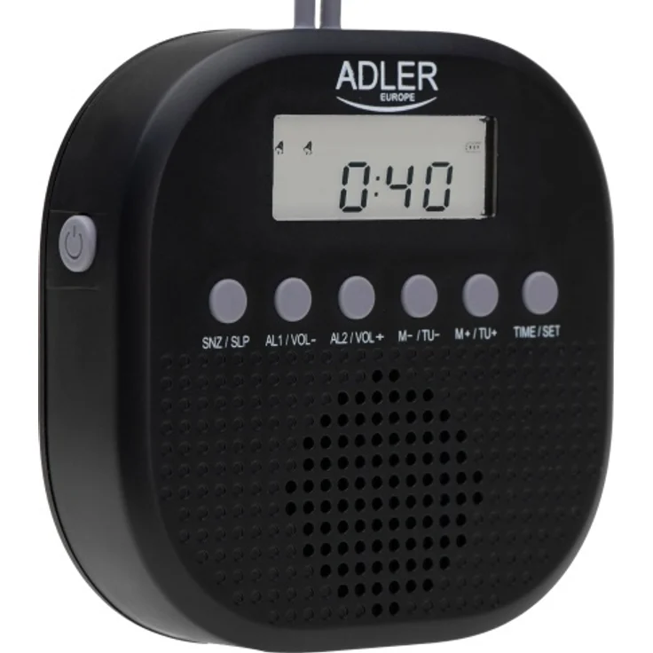 Adler AD 1912 Wasserdichtes Universalradio Batteriebetrieben Radiowecker Snooze Funktion schwarz – Bild 1