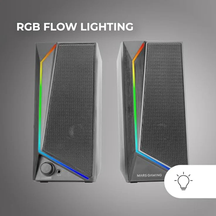 Mars Gaming MS72, Gaming-Lautsprecher 15W mit RGB Flow Beleuchtung, 2 Aktive Treiber, DSP-Chipsatz, Plug&Play USB- und 3,5mm-Klinkenanschluss, Lautstärkeregler, Schwarz – Bild 3