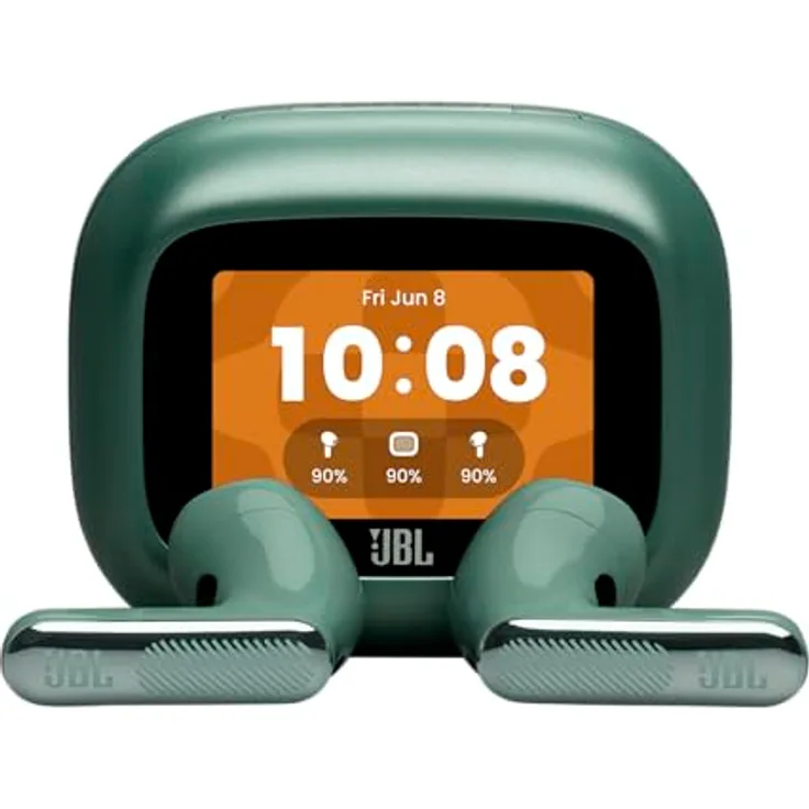 JBL Live Flex 4, Kabellose Noise-Cancelling-Ohrhörer mit Hi-Res Audio, Smart Charging Case, 50 Std. Akkulaufzeit, IP54 wasserdicht, Grün