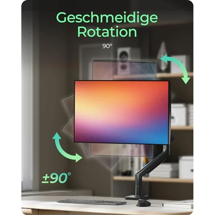 ICY BOX IB-MS701-T Monitorhalterung, für Monitore bis 57 Zoll und 27 kg, schwarz, ergonomische Höhen- und Winkeleinstellung – Bild 5