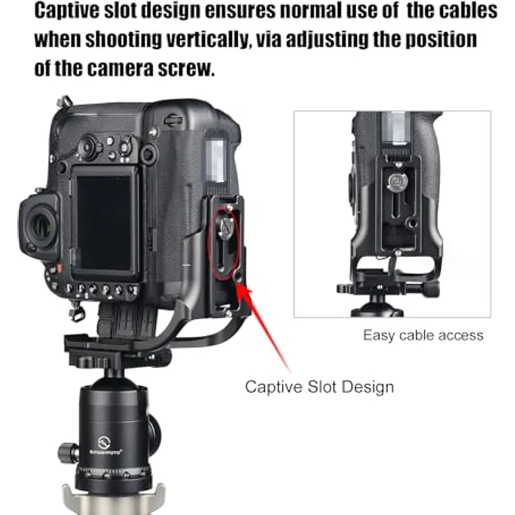 Sunwayfoto PNL-D850G L-Bracket für Nikon D850 + Grip, CNC-gefrästes Aluminium in langlebiger Eloxierung – Bild 5