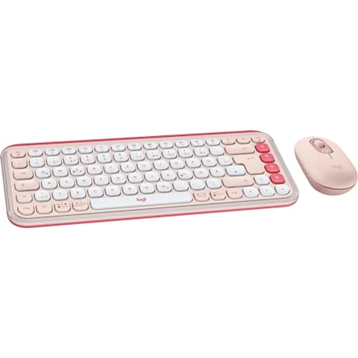 Logitech POP ICON COMBO, Bluetooth-Tastatur-Maus-Set, programmierbare Tasten, leise Klicks, Easy-Switch für bis zu 3 Geräte, Deutsches QWERTZ-Layout - Rosa – Bild 1