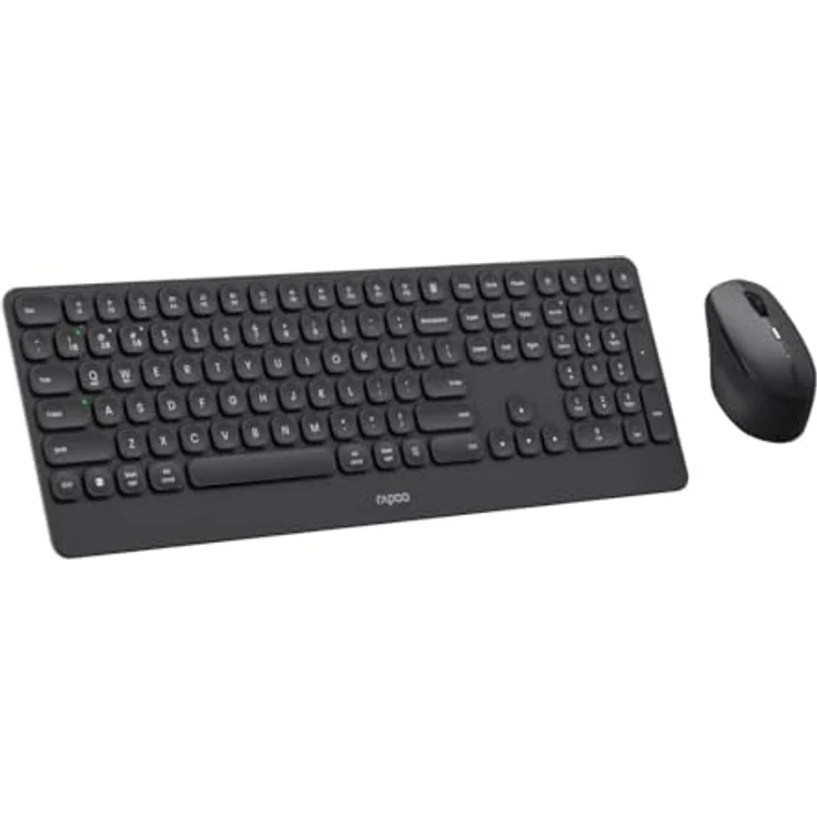 Rapoo 9390M, Kabelloses Bluetooth Tastatur und Maus Set mit Handballenauflage, QWERTZ Layout, Aluminium, Dunkelgrau – Bild 4