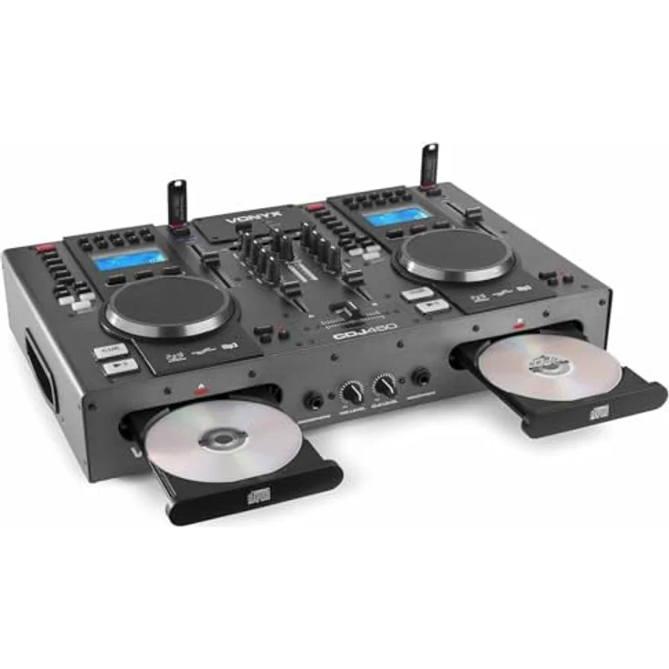 Vonyx CDJ450 DJ Konsole mit Bluetooth, 2 MP3 CD Mediaplayern, 2-Kanal-Mixer, Jogwheels und USB-Anschlüssen für Anfänger – Bild 5
