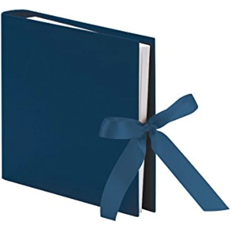 Rössler Fotoalbum Ringbuch mit Schleife, 290 x 290 mm, Navy, für 10x15 Fotos, zeitloses Design
