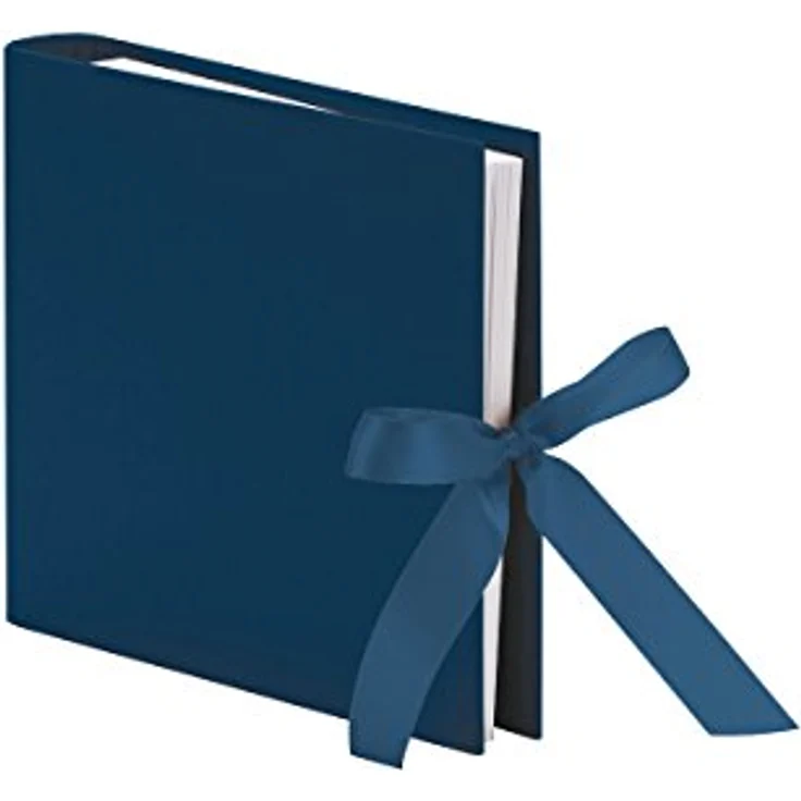 Rössler Fotoalbum Ringbuch mit Schleife, 290 x 290 mm, Navy, für 10x15 Fotos, zeitloses Design