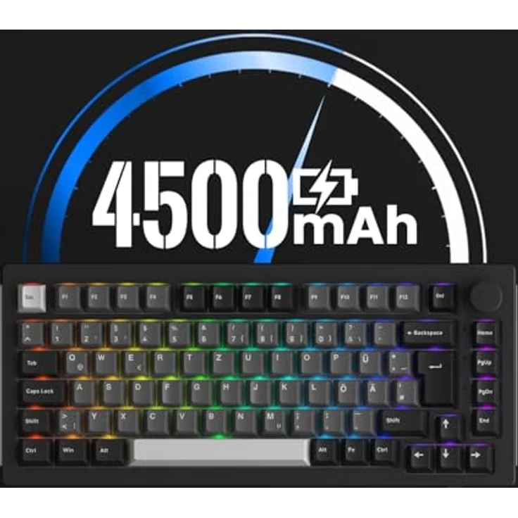 Akko 5075B Plus VIA Mechanische Tastatur, 75% ISO-Layout, 3-Modus Gaming, Hot Swappable Linear Switch, Cherry PBT-Tasten, Schwarz Silber, Rosewood – Bild 3