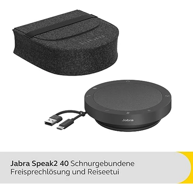 Jabra Speak2 40 tragbare Freisprechlösung, 4 Mikrofone mit Geräuschunterdrückung, 50 mm Breitband-Lautsprecher, Breitband-Audio, mit USB-A und USB-C, für MS-Teams zertifiziert, Dunkelgrau – Bild 2