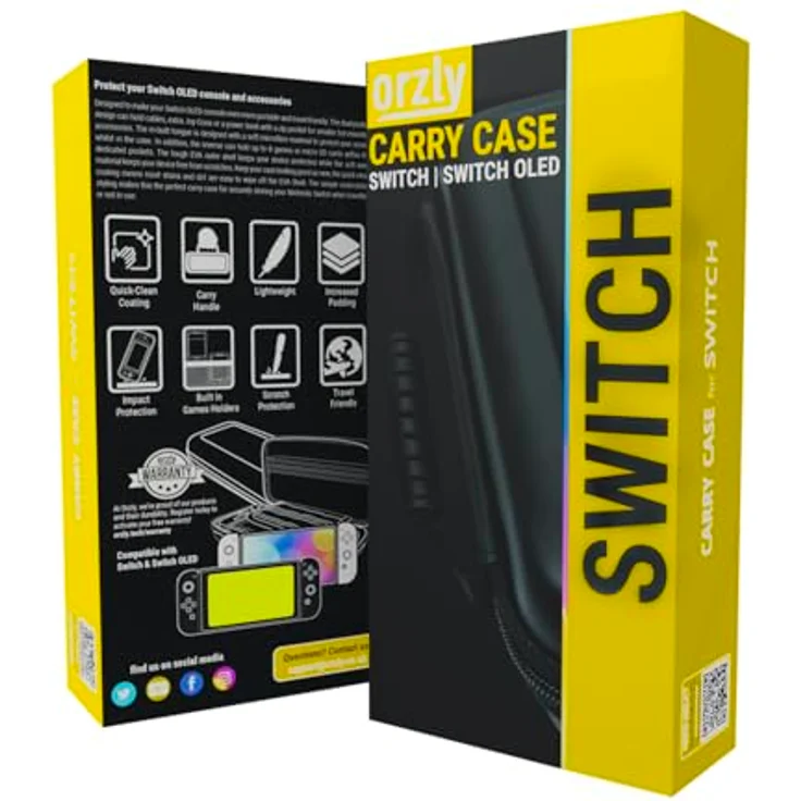 Orzly Tragetasche für Nintendo Switch, Hartschalen Case in GELB mit Platz für Konsole, 2 Joy-Con und Zubehör – Bild 3