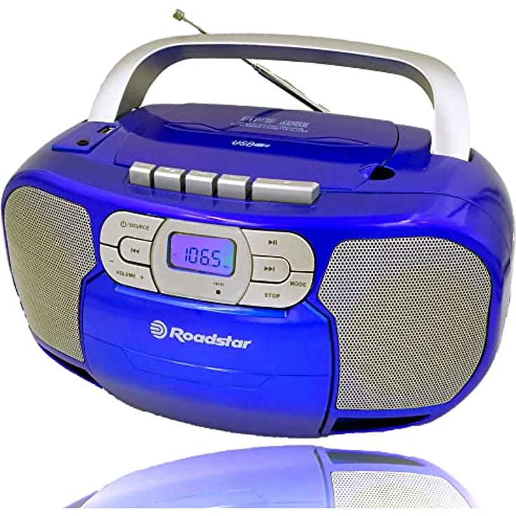 Roadstar RCR-4635UMP/BL Tragbare CD-Radio Kassette, Digitalradio PLL FM, Boombox CD-MP3-Player, USB, AUX-IN, Kopfhörerausgang, Blau – Bild 4