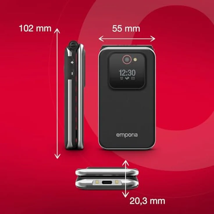 Emporia Joy V228, Klapphandy für Senioren mit Notruffunktion und 2-Megapixel-Kamera, schwarz – Bild 5