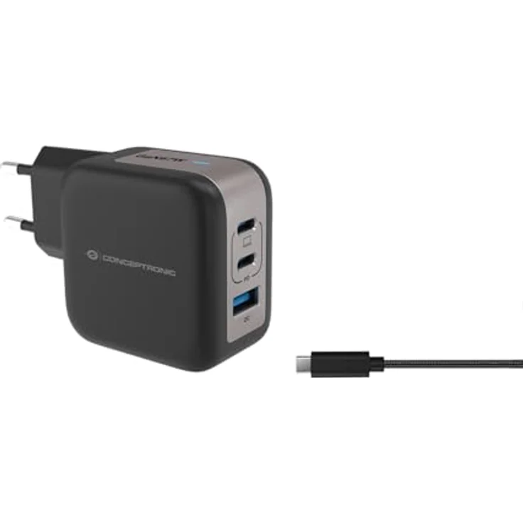 Conceptronic 3-Port Ladegerät 67W, 2xUSB-C, 1xUSB-A, 3-in-1, Schwarz – Bild 2