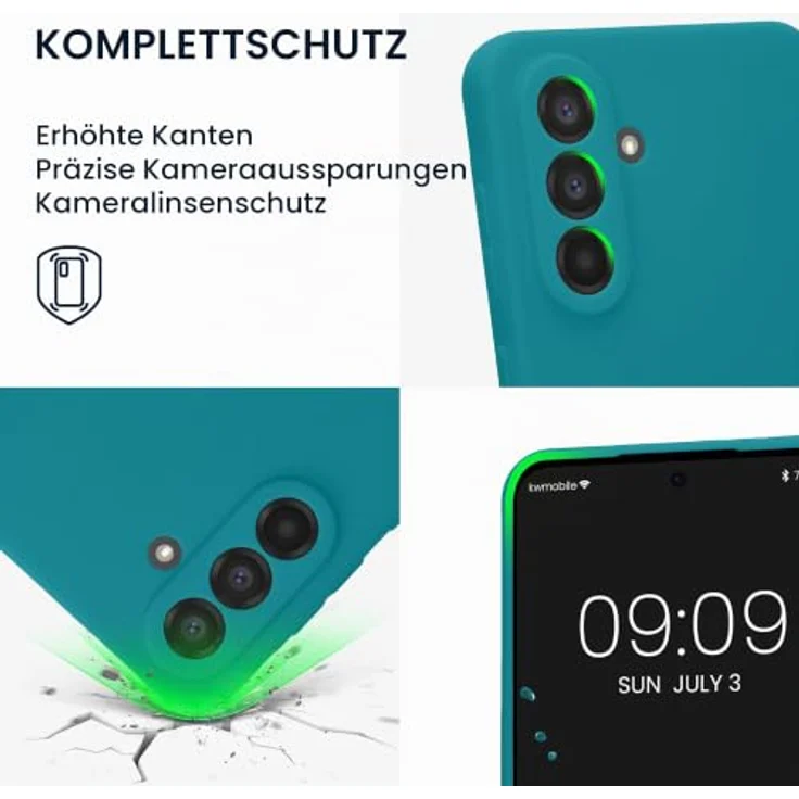 kwmobile Handyhülle für Samsung Galaxy A56 5G - weiches, rutschfestes Silikon Case in Petrol matt mit präzisen Ausschnitten für Kamera und Anschlüsse – Bild 3