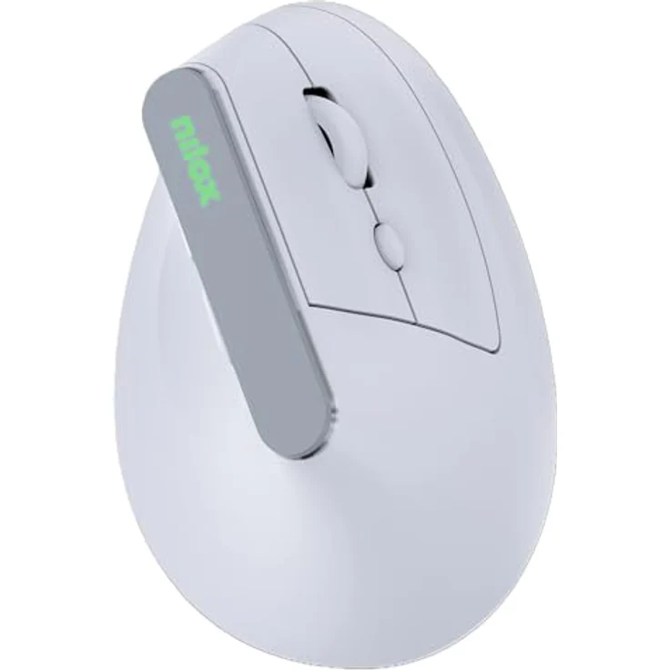 Nilox NXMOEVR01W, Kabellose vertikale Maus mit 1600 DPI, ergonomischem Design und mehrfarbiger Beleuchtung, weiss – Bild 2