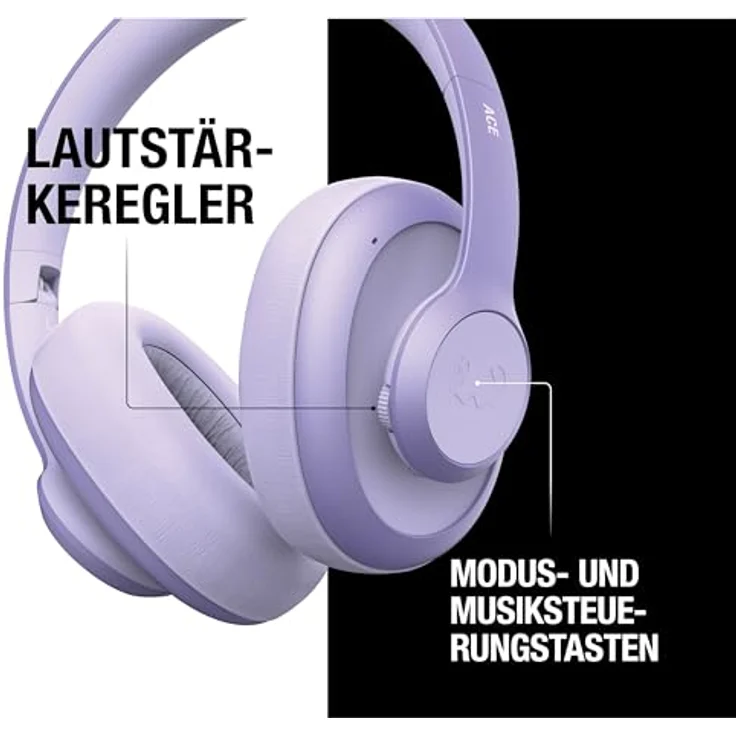Fresh 'n Rebel Clam Ace Bluetooth Kopfhörer Over Ear mit Hybrid Active Noise Cancelling, 60 Stunden Spielzeit, Perfect Calling, Schnellladung, Wind-Noise Cancelling, Tastensteuerung (Lila) – Bild 4