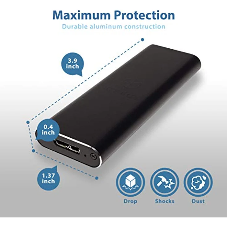 Icy Box IB-183M2 Externes Gehäuse für 1x M.2 SSD B-Key & B+M-Key (22 x 30-42-60-80 mm), USB 3.0 (UASP) Anschluss, SATA III, Aluminium, schwarz – Bild 3