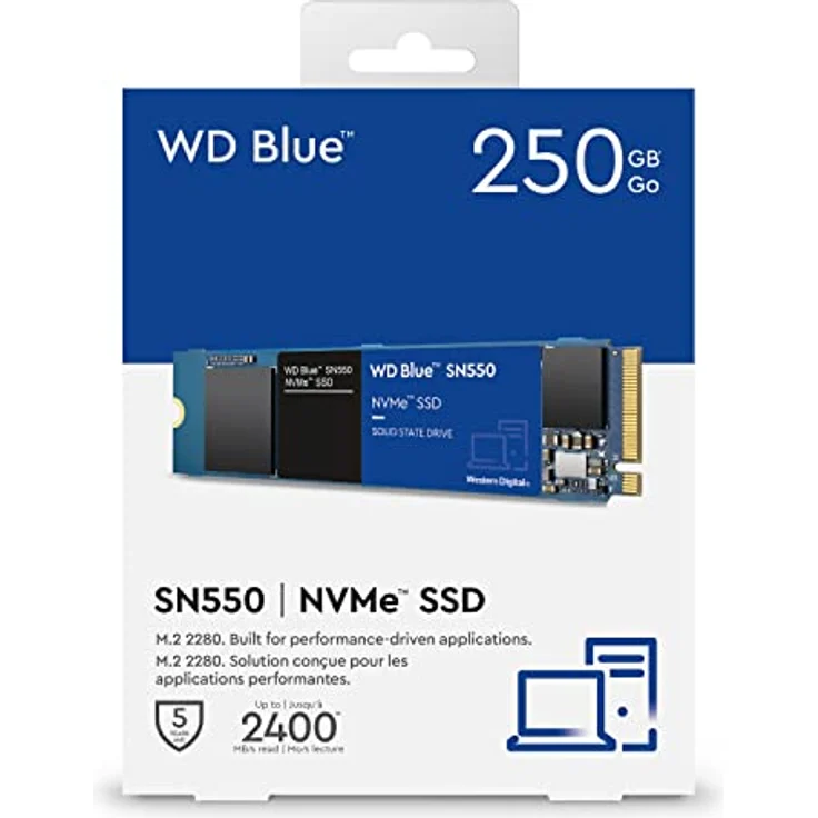 WD Blue SN550 NVMe SSD WDS250G2B0C - Solid-State-Disk - 250 GB - intern - M.2 2280 - PCI Express 3.0 x4 (NVMe) (WDS250G2B0C) – Bild 4