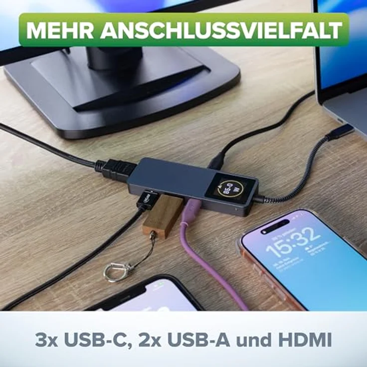InLine USB 3.2 Gen.2 Hub 35392D, 3x USB-C, 2x USB-A, HDMI 4K, PD 100 W, schnelles Display, kompatibel mit Windows, macOS, Linux – Bild 3