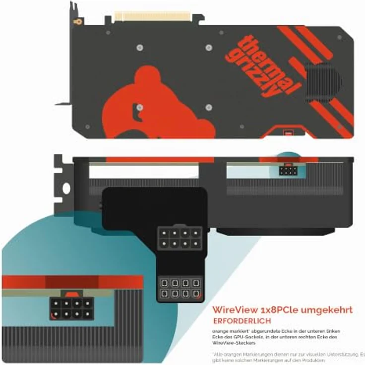 Thermal Grizzly WireView GPU, Wasserkühlung zur Stromverbrauchsmessung mit 1x 8-Pin PCIe - Reverse, OLED-Display – Bild 7