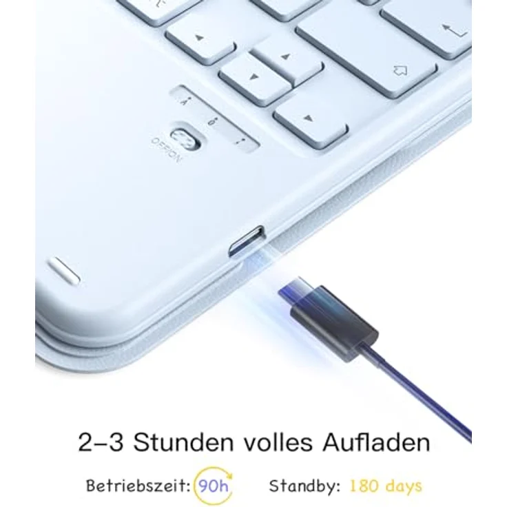 Inateck iPad Hülle mit abnehmbarer Tastatur und Touchpad für iPad 10/11 Gen., Air 11 Zoll M3/M2 (2025/2024), Pro 11, 360° Rundumschutz, verstellbarer Ständer, Bluetooth 5.3 – Bild 6