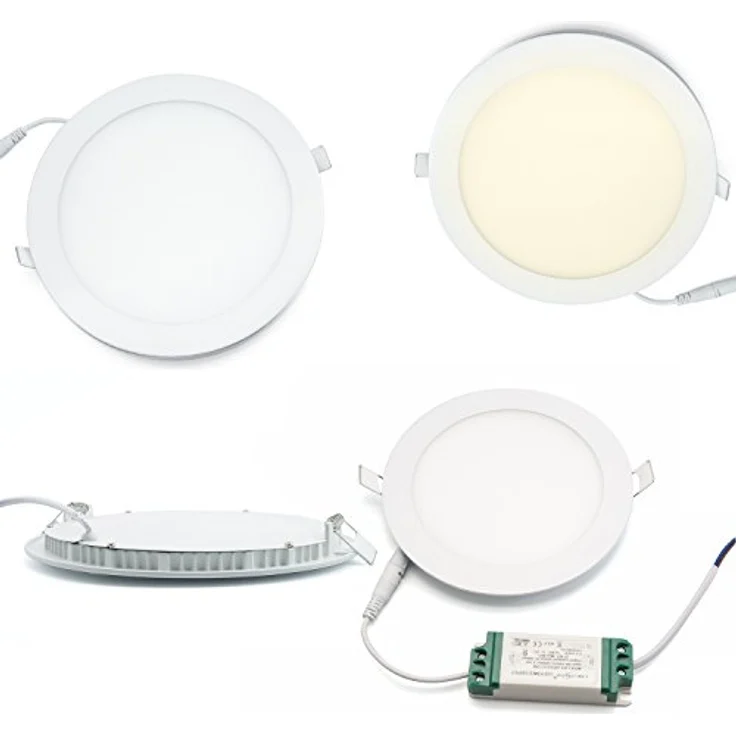 ENERGMiX 18 Watt Runder LED Panel Slim Flach Unterputz Einbauleuchte Rahmen weiss Rund Ø 225mm Warmweiss inkl. Trafo – Bild 3