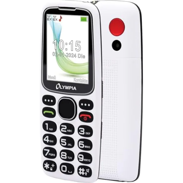 Olympia Star Seniorenhandy | Komfort-Mobiltelefon mit Großtasten | Farb-LC-Display | SOS-Taste | Bluetooth | MicroSD Slot | Taschenlampe | Weiß