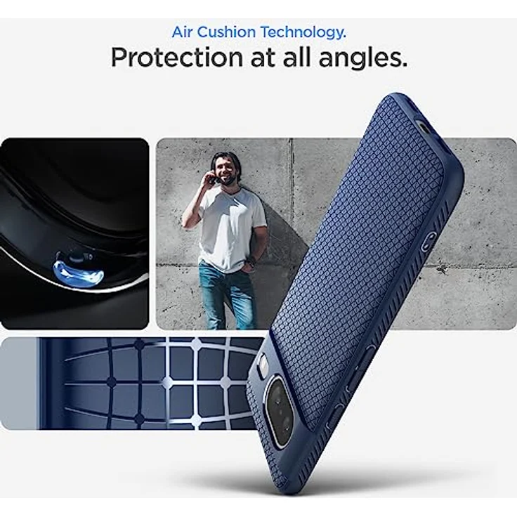 Spigen Liquid Air Hülle Kompatibel mit Google Pixel 8 - Navy Blue, Gemustertes TPU mit Eckschutz und Spider Web - Handyhülle – Bild 4