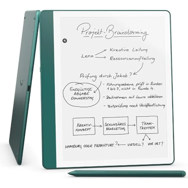 Amazon Kindle Scribe 2024 (64 GB) – Neu entwickeltes Display mit Premium-Eingabestift | Direktes Schreiben in Büchern und Dokumenten – Jadegrün Metallic – Bild 1